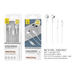 NC3195 BL Auricular Euan con Microfono y Boton multifuncion , conecion Lightning , 1.2m, Blanco
