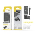 NG6055 NE Lector Multiple de Tarjetas SD/XD/MS/CF/TF/M2 Con cable USB,Negro