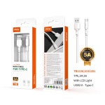 TB1228 BL CABLE DE DATOS NIGHT CON INDICADOR DE CARGA LED PARA TYPE C, 5A 1M, BLANCO