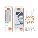 TB1291 BL CABLE DE DATOS SPEEDY TYPE-C, CARGA RAPIDA, 6A, 1M, BLANCO