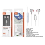 TC3268 BL+GR Auricular lightning Bianca con microfono y boton de llamada, Cable 1.2m, Blanco+Gris【NO BLUETOOTH】
