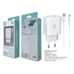 IKREA WA0281 CARGADOR QC3.0 CON CABLE TYPE-C 1 PUERTO USB-A 3.0A 18W BLANCO