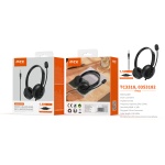TC3318 NE Auricular con microfono y control de volumen, Cable de Jack 3.5mm 1.5metros, Negro