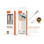 BT817 BL Cable de Datos Turn Type-C a Type-C, Alta velocidad con Soporte PD, Blanco