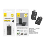 NB1398 NE Tarjeta USB de Sonido/Audio externo 7.1, con boton de control, 2 Salida de Jack ,Negro