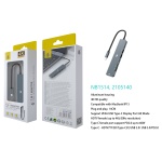 NB1514 GS lector TYPE-C Hub 7 en 1, HDMI/TF/SD/Type-C/USB2.0/USB 3.0/PD 2.0 Compatible con Apple Type-C, Gris