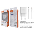 TA0355 BL Cargador de Red Rapida Taylor , 1 puerto Type-C PD, con Cable Type-C a Lightning , 40W/3.4A(Max), Blanco