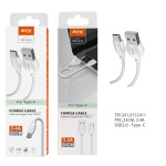 TB1241 Mini Cable de Carga para Type C, 3.4A con Longitud 0,25M, Blanco