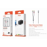 TB1795 GR Luxury Adaptador con cable trenzado Type-C a RCA audio*2 , Full compatible, 1m, Gris