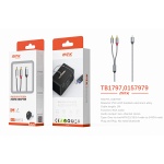 TB1797 GR Luxury Adaptador con cable trenzado Iphone a RCA audio*2 , Plug and Play, 1m, Gris