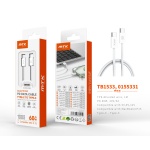 TB1533 BL Cable de datos Coty trenzado para Type-C a Type-C , Compatible con Apple Type-C, 60W/20V/3A, 1M, Blanco