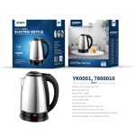 YK0001 Hervidor de agua electrico 1.8 Litros, Acero Inoxidable 201, Con doble capa, 1500w, Cable 0.5