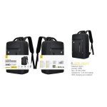 R3236 NE Mochila de nylon 300D con salida de carga 31*30*12cm, Soporta portatil ¡Ü15pulgadas, Negro
