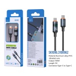 ISER SK1096 CABLE TRENZADO TYPE-C TO TYPE-C CON LED DIGITAL 100W 1M NEGRO