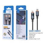 ISER SK1097 CABLE TRENZADO TYPE-C TO LIGHTNING CON LED DIGITAL 30W 1M NEGRO