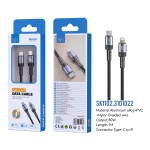 ISER SK1102 CABLE TRENZADO CARGA RÁPIDA TYPE-C TO LIGHTNING 30W 1M NEGRO