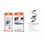 TB1758 NE Luxury Cable trenzado de Carga Type-C 2 en 1 para I-Watch 3W/Iphone 30W, Cable 1M, Negro