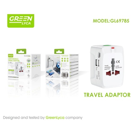 GL69785 BL Adaptador de Enchufe para Viaje Universal US/EU/UK/AUS