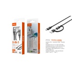TB1899 NE Cable de Datos aluminio trenzado 2 en 1 Vex para Type-C/USB-A a Type-C 60W/20V/3A Max/1M