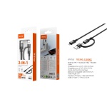 TB1900 NE Cable de Datos aluminio trenzado 2 en 1 Vex para Type-C/USB-A a Iphone 30W/20V/1.5A Max/