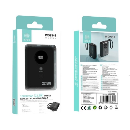 IKREA WD9344 POWER BANK OUTPUT TYPE-C/LIGHTNING 22.5W 10000MAH NEGRO