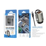 ISER SA0094 CARGADOR PARA COCHE DUAL PUERTOS QC+PD CON CABLE TYPE-C TO TYPE-C 30W GRIS