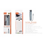 TG7328 GR Hubs aluminio Type-C 8 en 1 con carga PD hasta 60W, 2* Type-C/2*USB-A/HDMI 4K/SD/TF/RJ45,