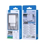 ISER SA0109 CARGADOR QC3.0 2 PUERTOS TYPE-C/USB-A CON CABLE TYPE-C TO TYPE-C 20W BLANCO