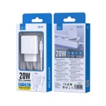 ISER SA0110 CARCADOR RÁPIDO 2 PUERTOS TYPE-C/USB-A CON CABLE TYPE-C TO LIGHTNING 30MIN CARGA 50% 20W BLANCO