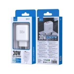 ISER SA0111 CARCADOR 2 PUERTOS QC3.0 TYPE-C/USB-A GAN HIGH POWERED 30W BLANCO