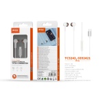 TC3242 BL AURICULAR TYPE-C HAHN CON MICROFONO Y CONTROL DE VOLUMEN, COMPATIBLE CON APPLE TYPE-C, SOPORTA LLAMADA Y MUSICA, CABLE 1.2M, BLANCO