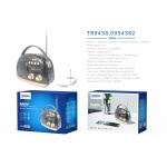 TR9438 NE Radio con asa y funcion de altavoz soporta bluetooth 5.4/USB/TF, Bateria 1200mAh, Negro