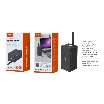 TD2138 NE PowerBank 50000mAh/185Wh con carga rapida 22.5W, 2 Entrada USB-C y 4 Salida USB-A*3/USB-C*