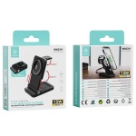 IKREA WA0341 CARGADOR INALÁMBRICO PLEGABLE 3 EN 1 CON CABLE TYPE-C PARA MÓVILES/AURICULARES/SMART WATCH 15W MAX NEGRO