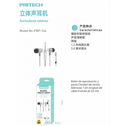 PBP-164 Auriculares con Cable, Auriculares con Microfono, Auriculare de Reducción de Ruido de 3,5 mm