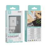 IKREA WA0353 CARGADOR 2 PUERTOS PD+QC3.0 CON CABLE TYPE-C TO LIGHTNING 35W 3A MAX BLANCO