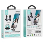 IKREA WR9171 SET DE MICRÓFONOS INALÁMBRICOS DE SOLAPA CONECTOR TYPE-C PARA MOVILES DE ANDROID 2PCS NEGRO