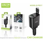 GL70217 30W Retráctil Cargador Coche 5 en 1 12/24V, USB Carga Rápida Cargador Teléfono Automóviles con Cables