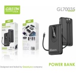 GL70035 Power Bank 20000mAh, Powerbank con Cable de Carga Integrado