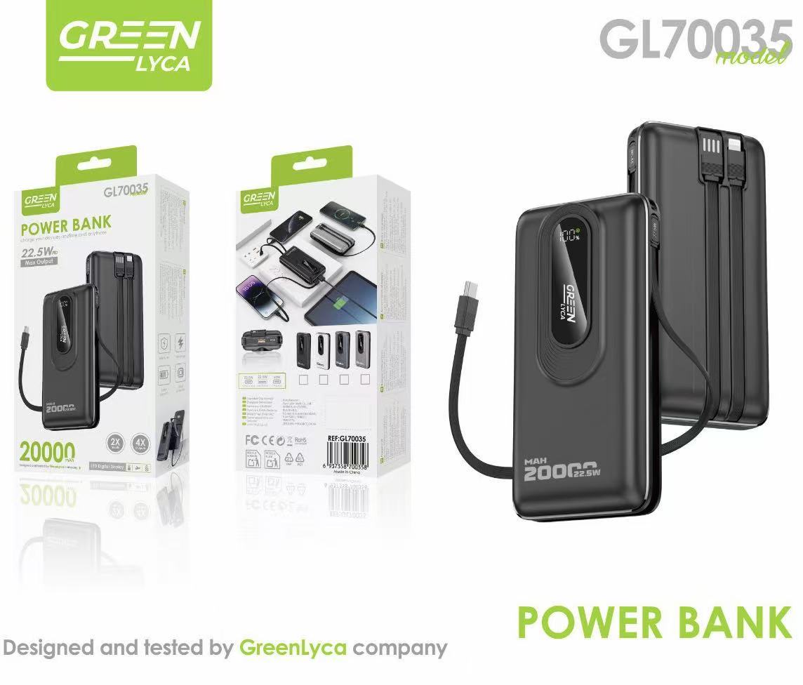 GL70035 GL70035 Power Bank 20000mAh, Powerbank con Cable de Carga Integrado - Imagen 1