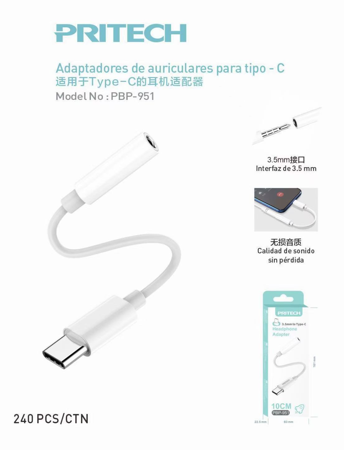 PBP-951 PBP-951 ADAPTADOR USB DE TIPO C A AUX HEMBRA DE 3,5 MM - Imagen 1