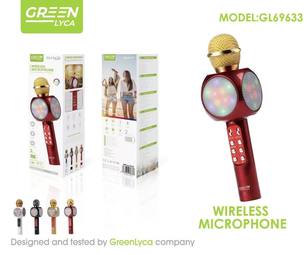 GL69633 GL69633 Microfono Inalámbrico Karaoke, Micrófono Karaoke Bluetooth Portátil con Altavoz y LED - Imagen 1
