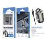 ISER SA0096 CARGADOR PARA COCHE DUAL PUERTOS TYPE-C CON CABLE TYPE-C TO TYPE-C 35W 4A GRIS