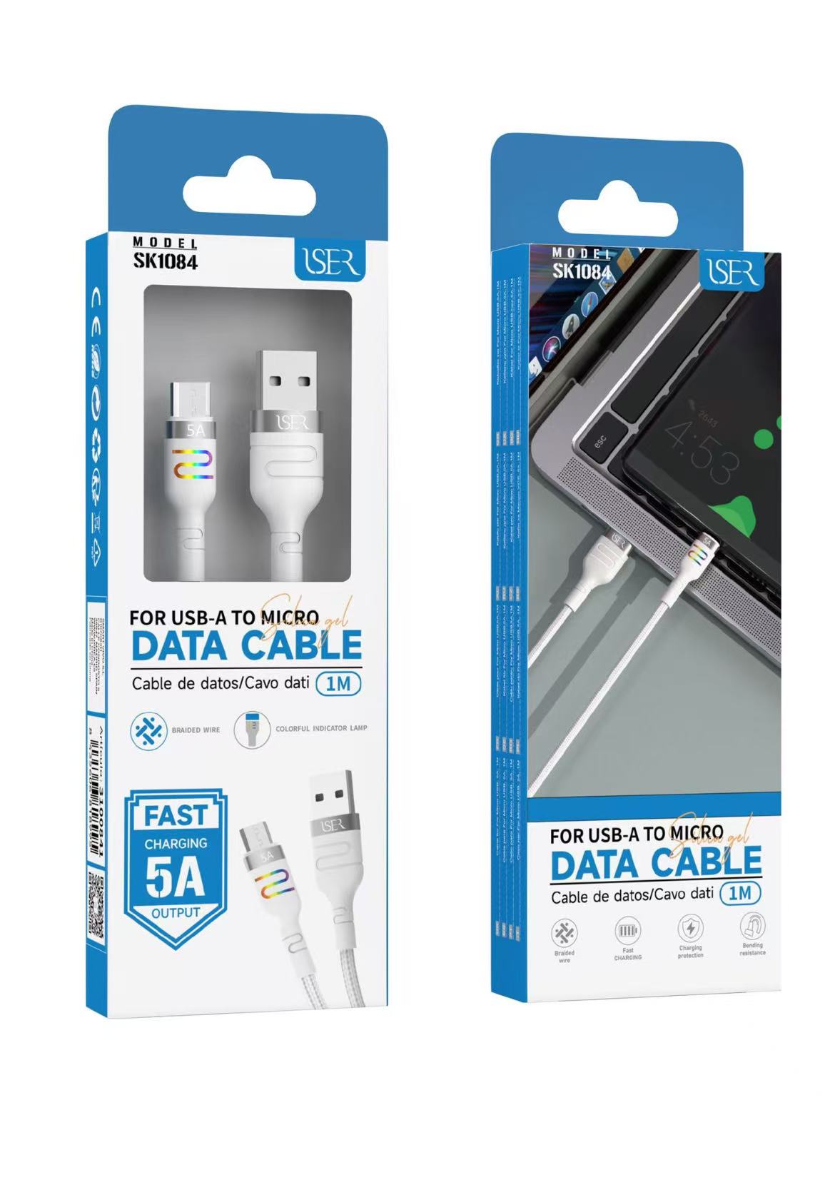 SK1084 ISER SK1084 CABLE DE DATOS MICRO USB 5A 1M BLANCO - Imagen 1