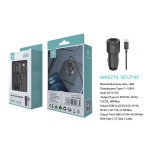 IKREA WA0274 CARGADOR PARA COCHE 2 PUERTOS TYPE-C/USB-A CON CABLE TYPE-C TO TYPE-C 55.8W 4.5A GRIS