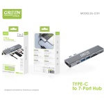 G-1299 HUB USB TIPO C, 7 EN 1 ADAPTADOR MULTIPUERTO CON HDMI 4K, LECTOR DE TARJETAS SD/TF, USB 3.0 Y USB 2.0,